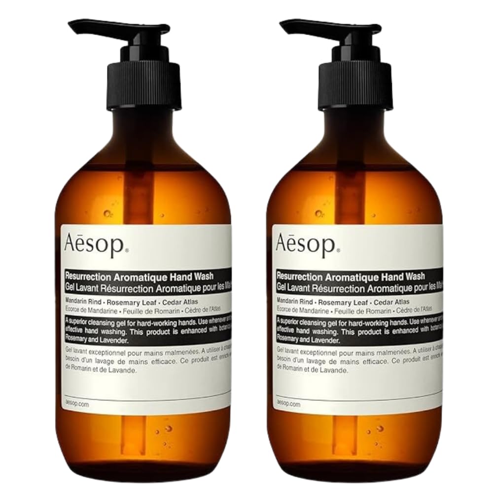 Aesop Resurrection Aromatique Hand Wash - Gentle Cleanser with Orange, Rosemary and Lavender Oils - 16.9 oz (2 pack)