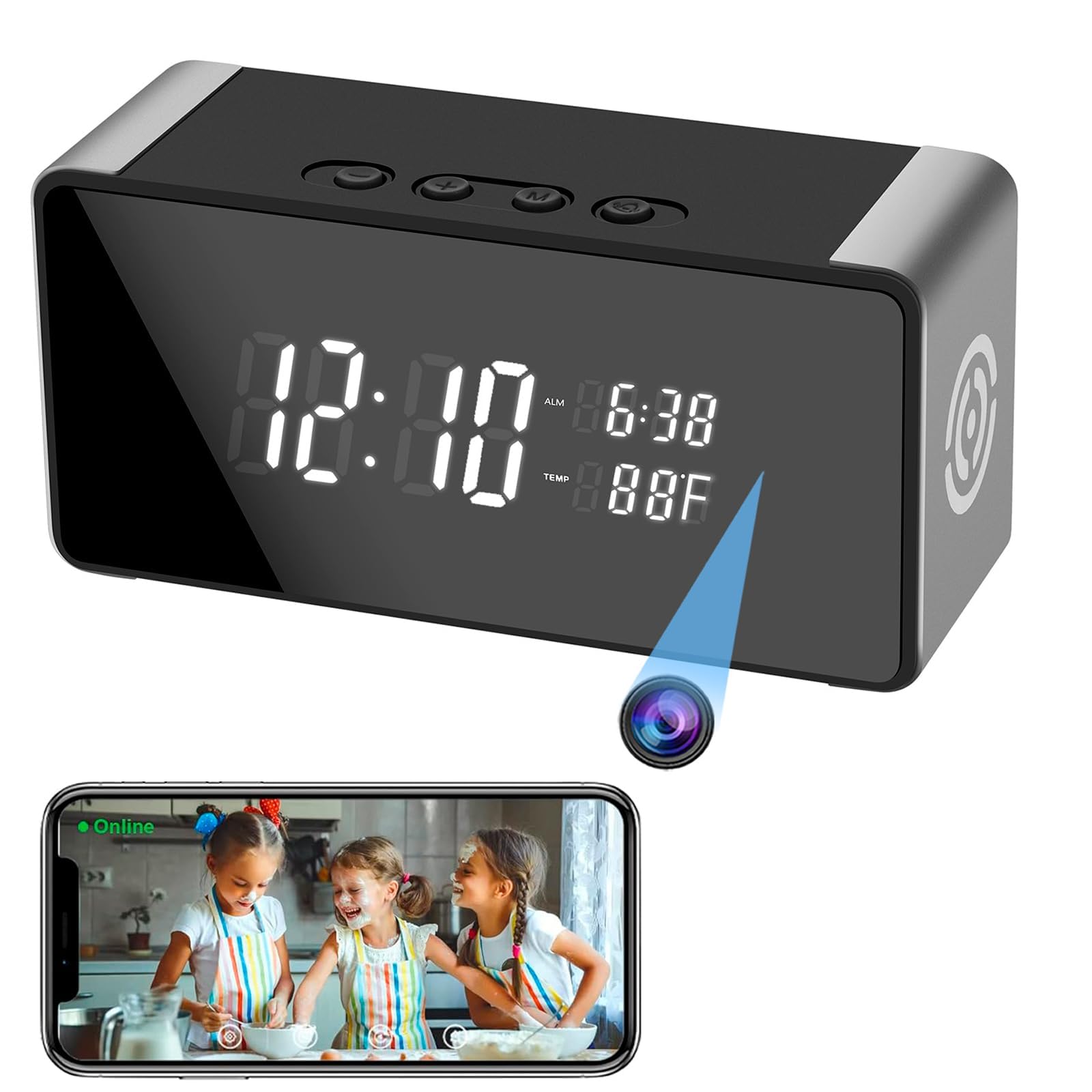 Hidden Camera Clock - Ultra 4K HD Wireless Indoor Camera for Home Security - Mini Nanny Cam with