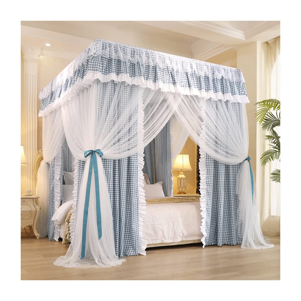 GJMSSMY 4 Corner Post Bed Canopy, Dustproof Blackout Bunk Bed Curtain Mosquito Net For Princess Room With Metal Stand (Color : D, Size : 200X220cm/79X87inch)