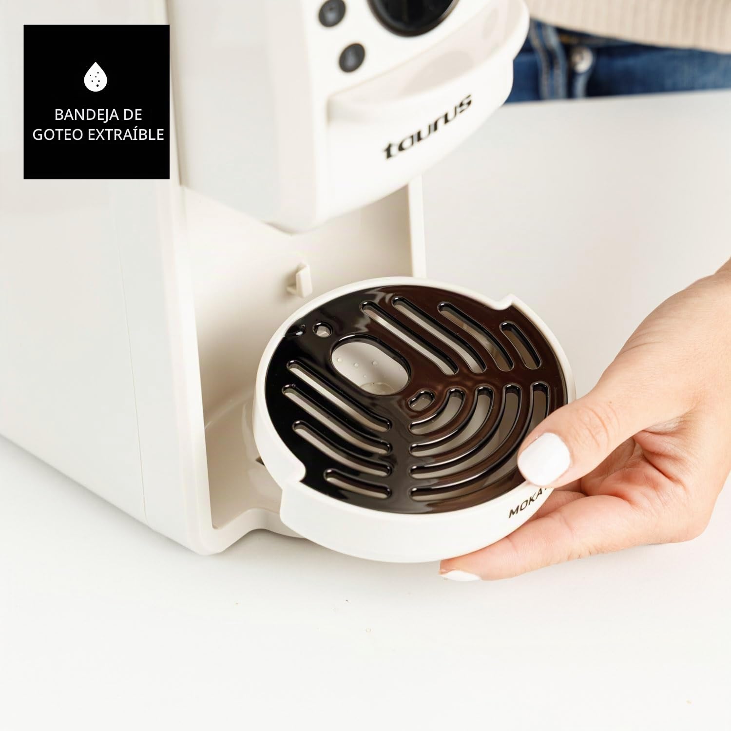 Taurus – Cafetera Espresso Moka Bari | Café molido y cápsulas Nespresso, Dolce Gusto y ESE Pod | 20 bares | 3 niveles de temperatura | Depósito 700 ml | Parada automática | Pantalla digital