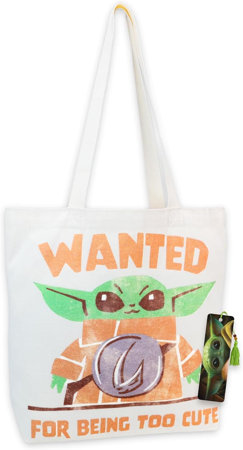 Baby Yoda Canvas Tote Bag - Star Wars Accessory Bundle with Reusable Bag
