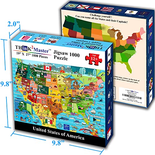 Think2Master PZ-USAMAP-1000 Colorful United States Map 1000 Pieces Jigsaw Puzzle thumb #5
