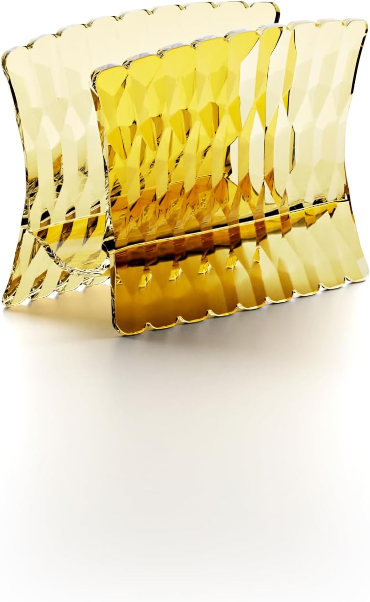 Guzzini Vanity Table Napkin Holder - Elegant Translucent Organizer with Stabilizing Feet - BPA-Free Crystal Acrylic Storage for Dining Table Decor, Made in Italy, Dishwasher Safe (Saffron Yellow)