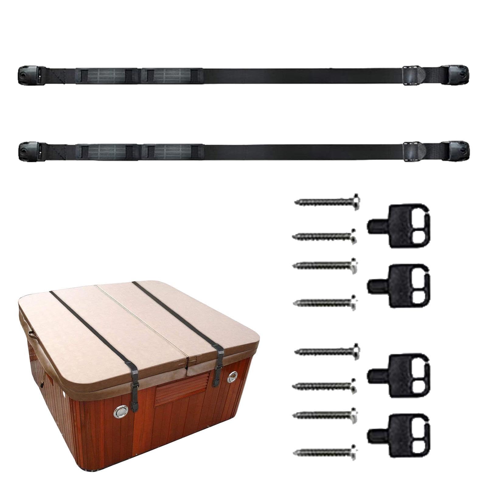 Correas de viento para bañera de hidromasaje, resistentes correas de cobertura para , correas de repuesto | Longitud ajustable de 67 a 116 pulgadas, accesorios para piscinas de