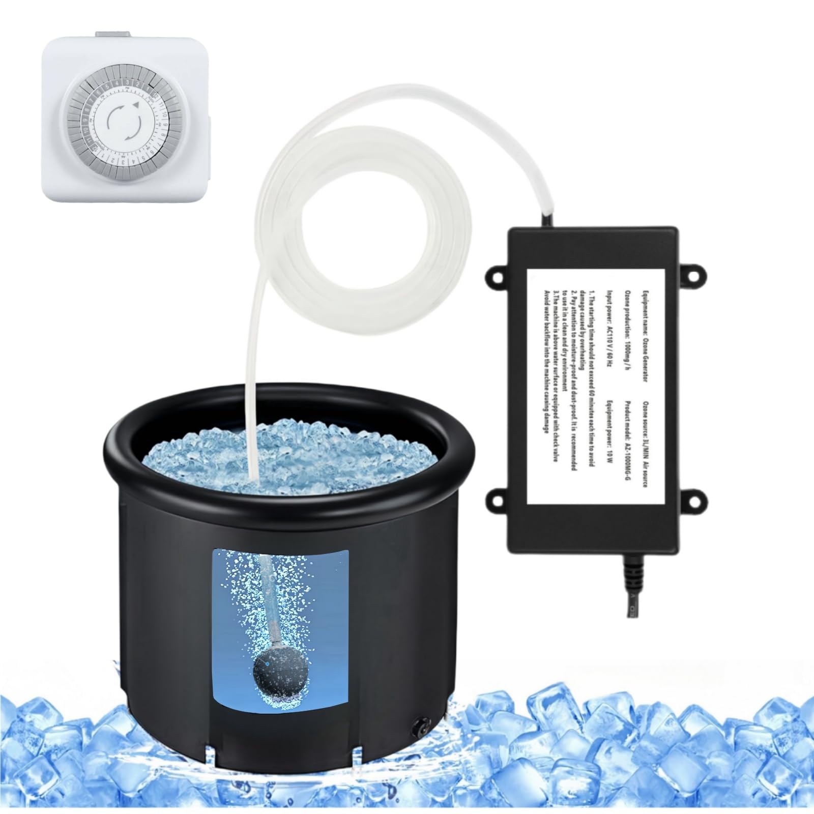 Ozone Generator for Cold Plunge Tub, 1000mg/H Ozone Generator Water Keep Ice Bath Cold Plunge Tub or Spa Tub Clean, Ice Bath Cold Plunge Accessories
