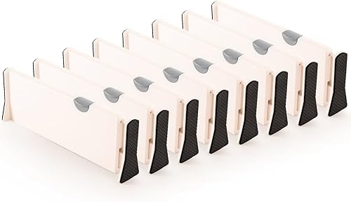 Paquete de 8 separadores de cajones, separadores ajustables de 4 pulgadas de alto expandibles de 11 a 17 pulgadas para dormitorio, baño, tocador,