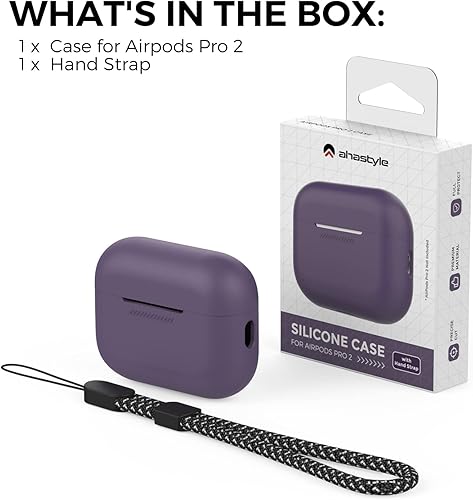 Miniatura 7 de AHASTYLE AirPods Pro 2 - Funda protectora de silicona LED frontal visible compatible con AirPods Pro de 2 generación (morado)