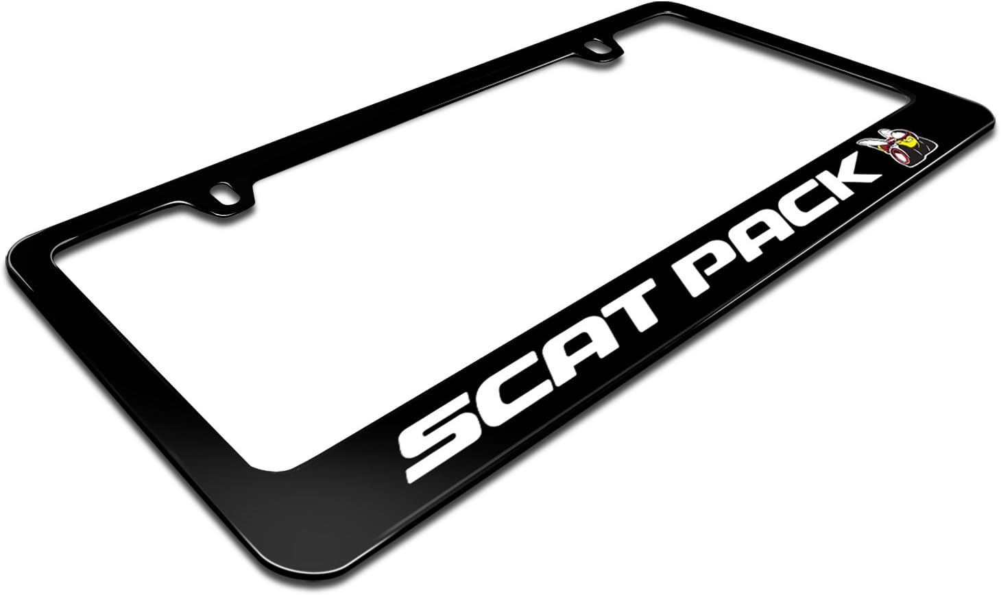 iPick Image for Dodge Scat-Pack UV-LED Printed American-Made Black Metal License Plate Frame