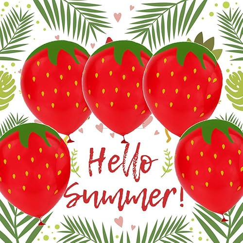 Miniatura 3 de HADCKJA 12 globos de fruta de fresa, globos temáticos de frutas, globos de látex de fresa, decoración temática de frutas, globos de frutas,