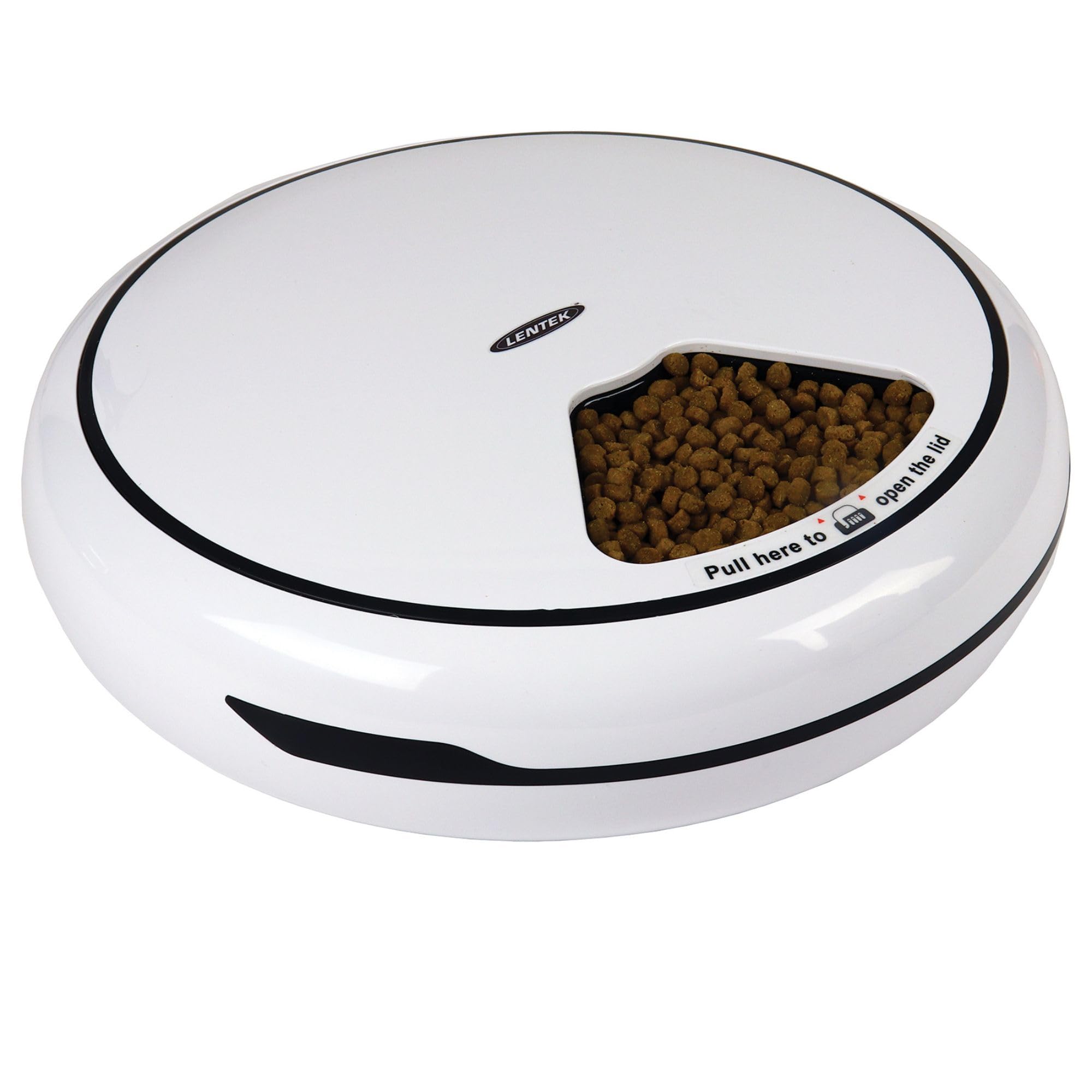 Automatic Pet Feeder Wet Dry Food Dispenser 5 Bowl Automatic Dog/Cat Feeders Dish 5 Meals 441g Portion Each with Timer Speaker Recorder Voice Message Cats Dogs Rabbits Other Pets (White)