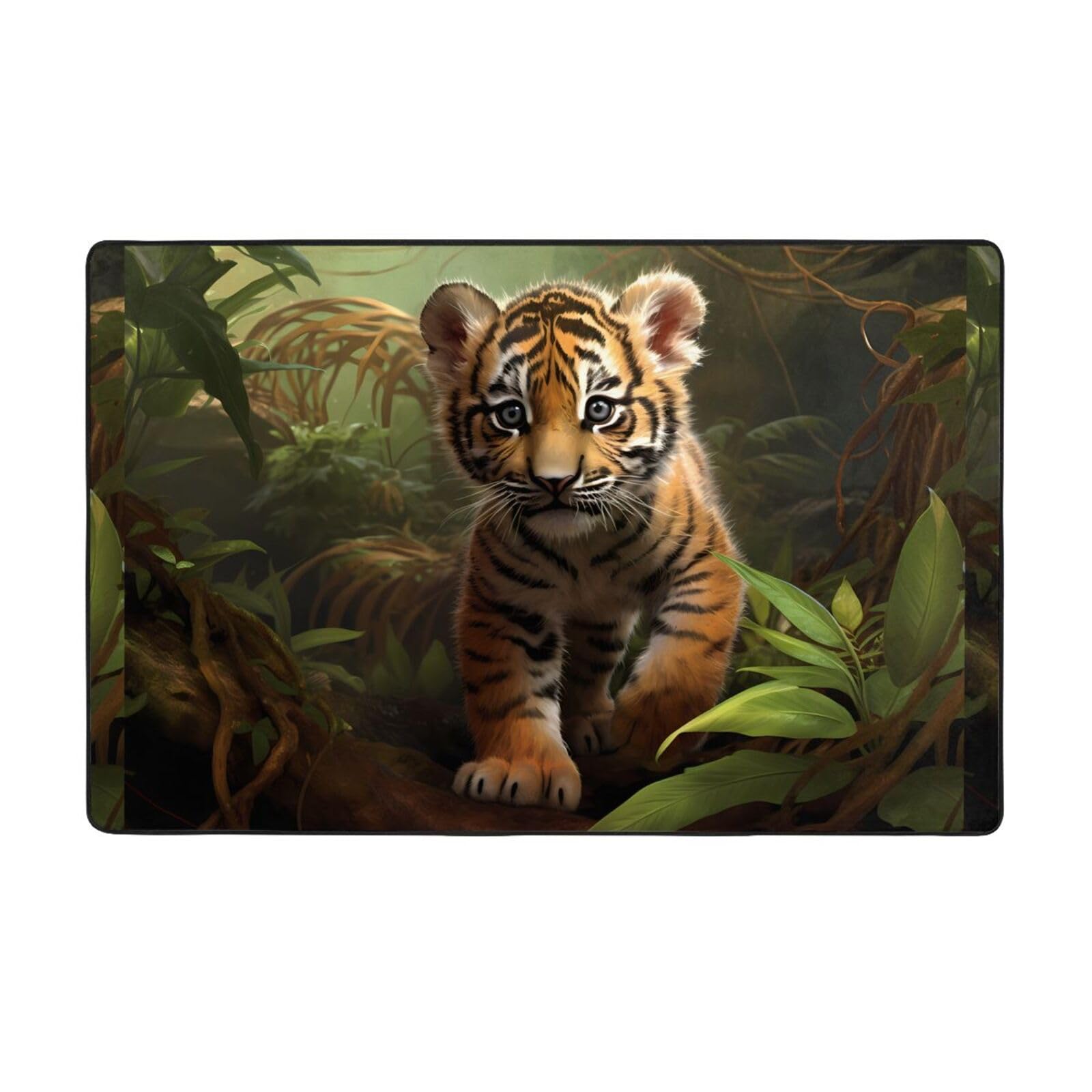 Tapis jungle Tigers Cub en velours fin de qualité supérieure