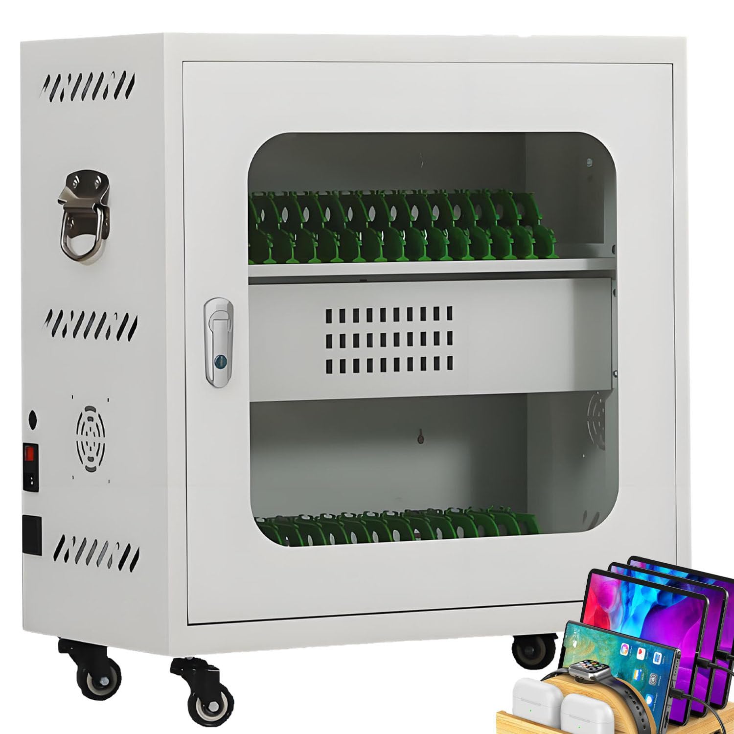 UORDBY 20-60 Slot Tablet Charging Station, Laptop & Phone Charging Cabinet, USB Fast Charging (5V 2A), With Universal Wheels And Lock, for Classroom Student Devices 30slots