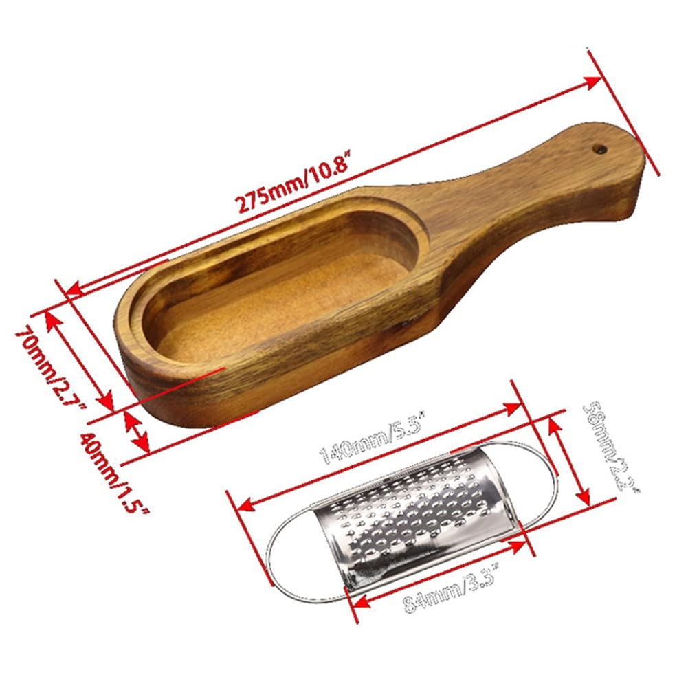 Rallador de queso de madera rústico marrón con espacio de almacenamiento, para queso, limón, chocolate