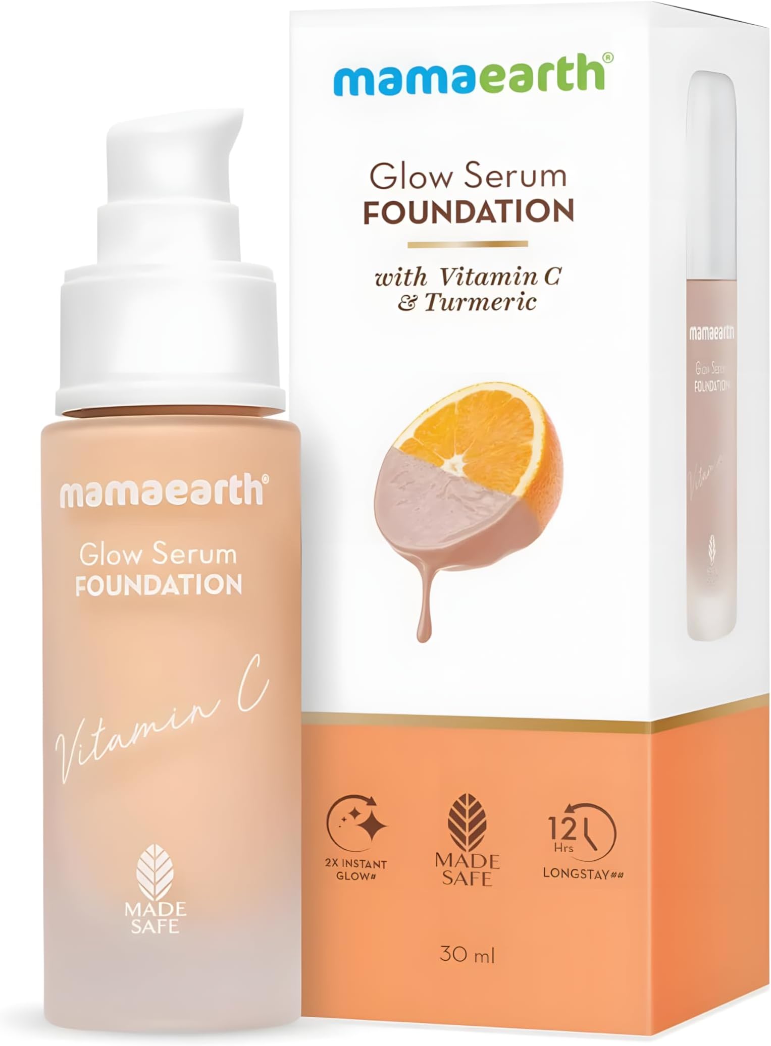 Mamaearth Glow Serum Foundation with Vitamin C & Turmeric for 12-Hour Long Stay - 01 Ivory Glow - 30 ml