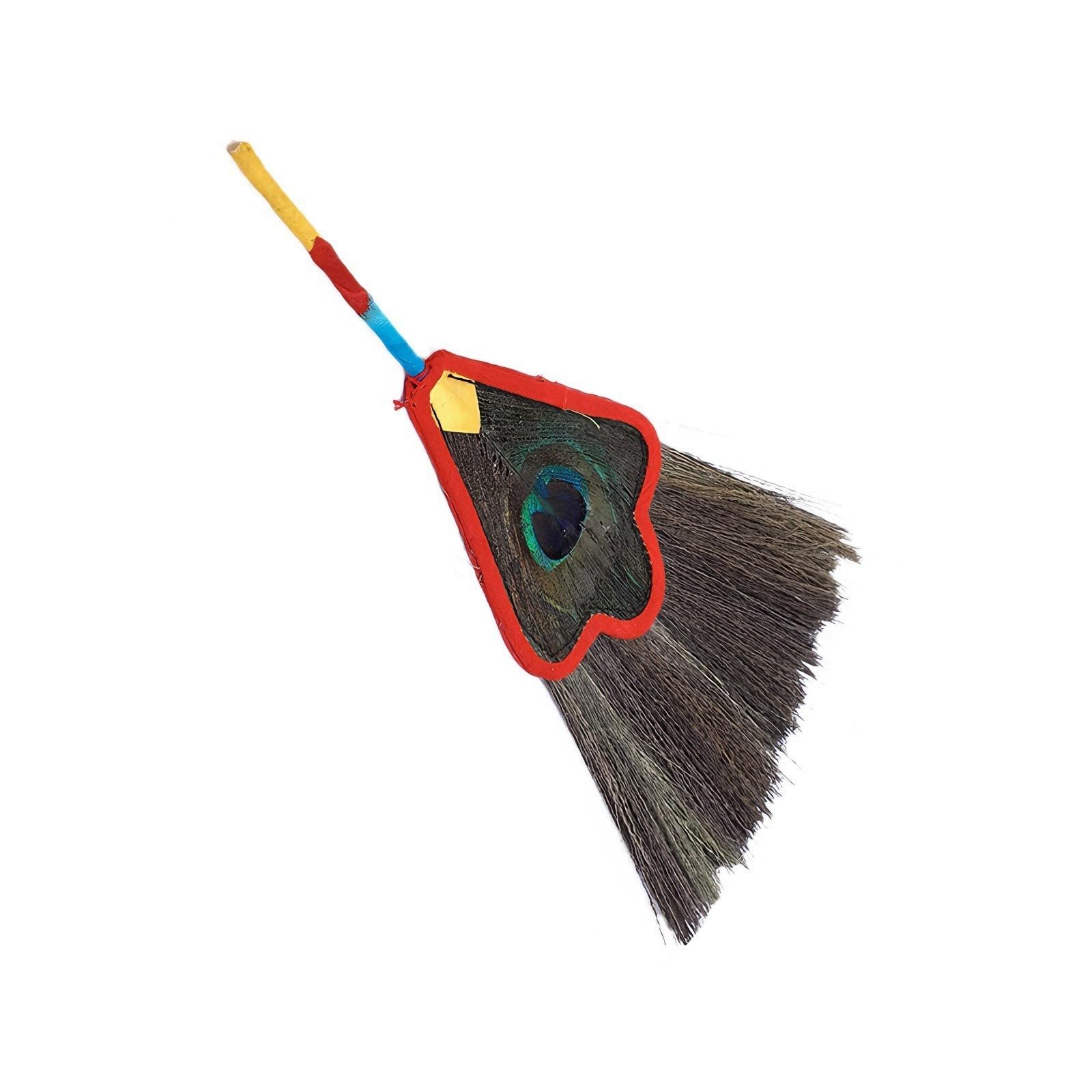 Kalttoy Auspiciously Grass Satins Peacocks Hand Fan Tibetan Wamba Pots Decoration Buddhism Ornament for Home Ritual Enhancement Gift Buddhist Fan