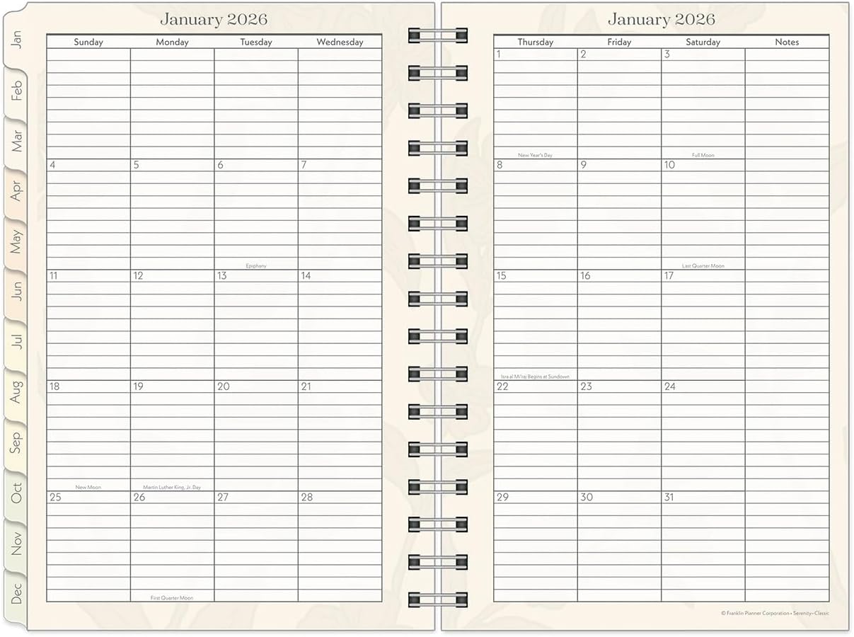 FranklinCovey - Serenity Planner Refill | Weekly Wire-Bound (Classic, Jan 2026 - Dec 2026)