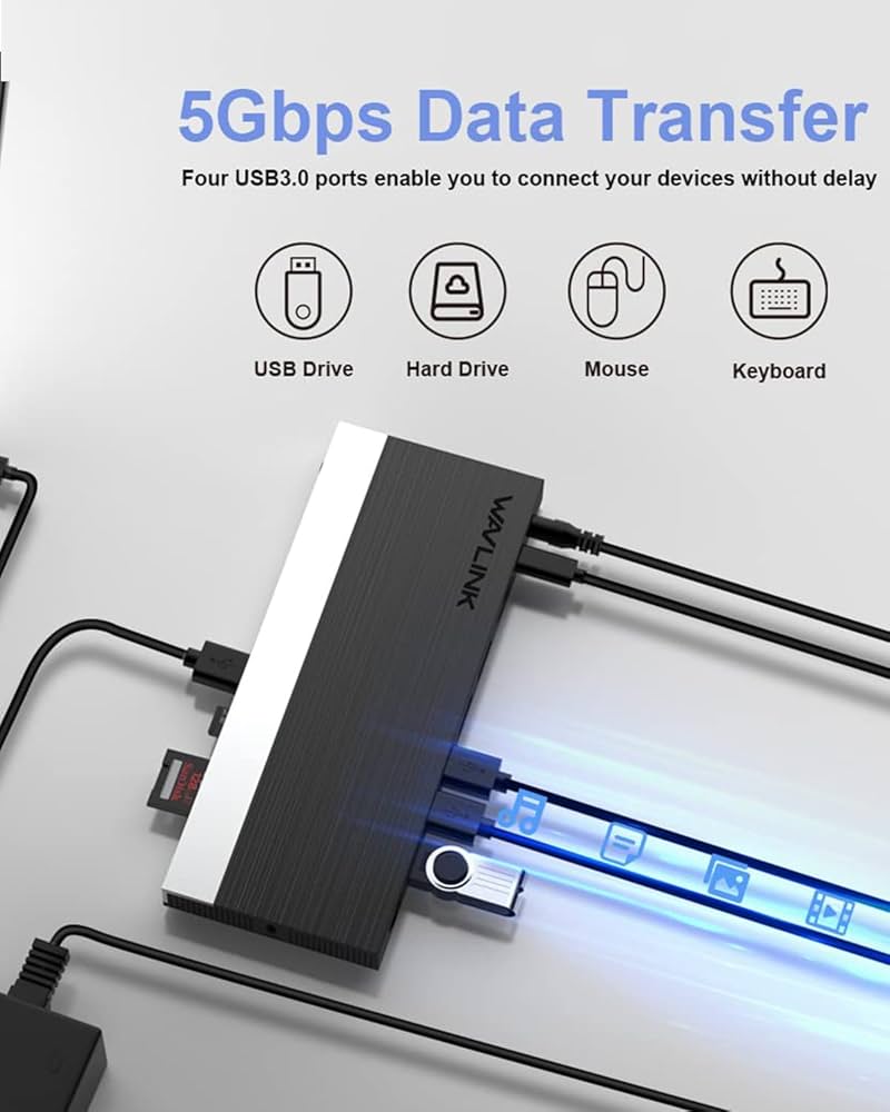 新品】WAVLINK USB-C Dual 4K Docking Station Elevate Productivity: Power up with Our PD3.1 140W Docking