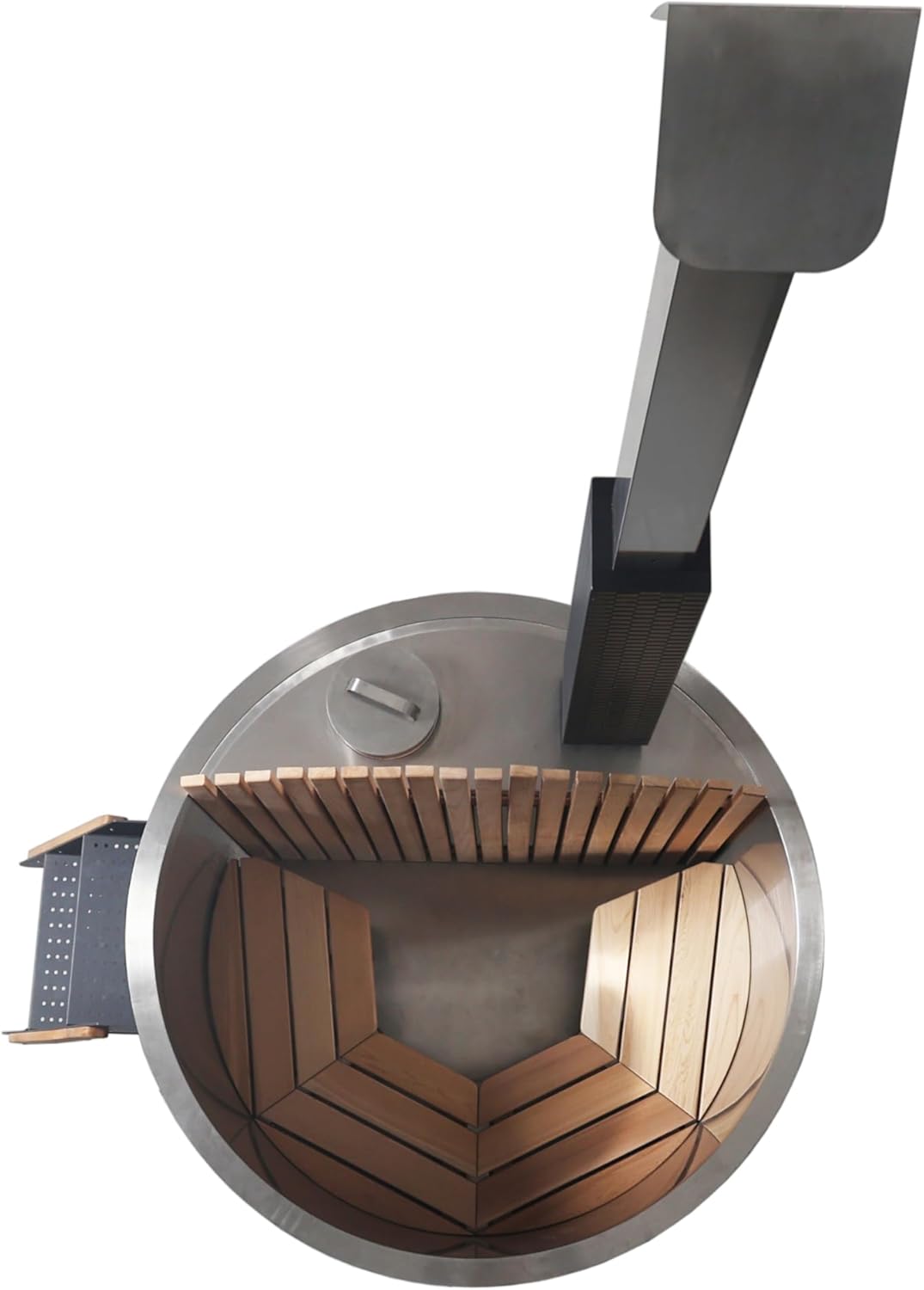 Stainless Steel Hot Tub & Cold Plunge Tub | Wood-Fired Heater | Zero Electricity Required | Leak-Free Design | Insulated Cover and Step Stool Included | Easy Assembly | 1-3 People