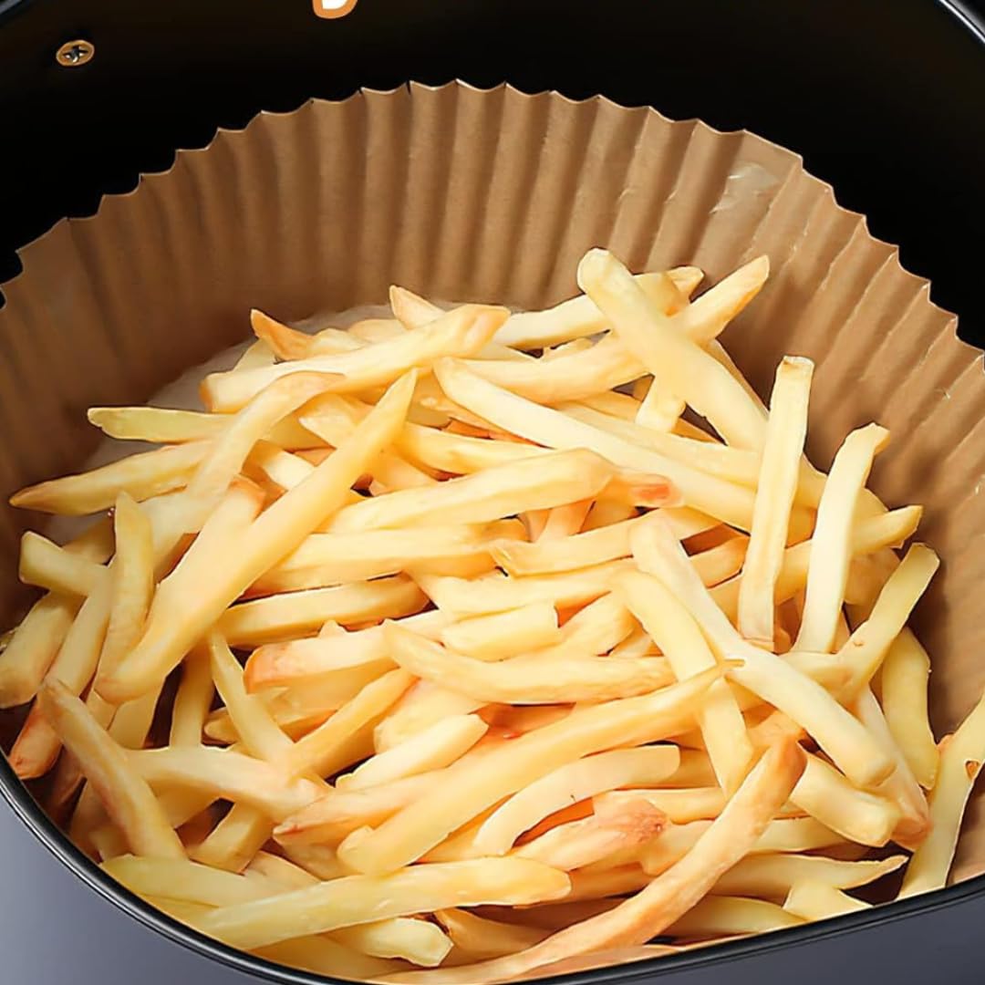 Nieprzywierająca wkładka papierowa do frytownicy powietrznej, 100 sztuk, okrągłe, 16-20 cm, nadaje się do żywności, bez BPA, do frytownic 3-4,5L i kuchenek mikrofalowych
