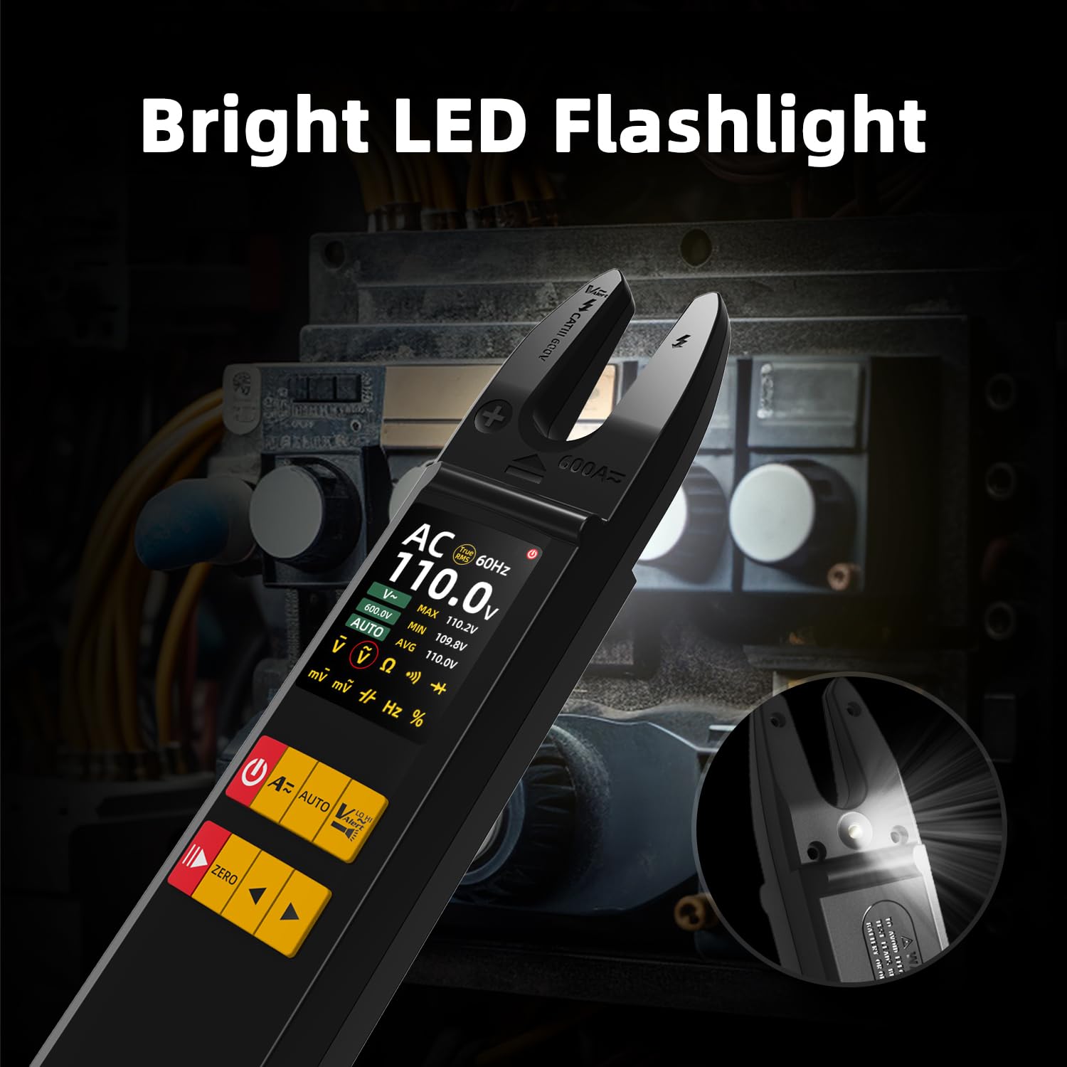 BSIDE U5 Pince Ampèremétrique Ouverte DC AC 600A TRMS Multimètre Numérique Automatique avec 2,8" Grand Écran Couleur Testeur de Tension Courant Fréquence Diode Capacité NCV Fil Électrique