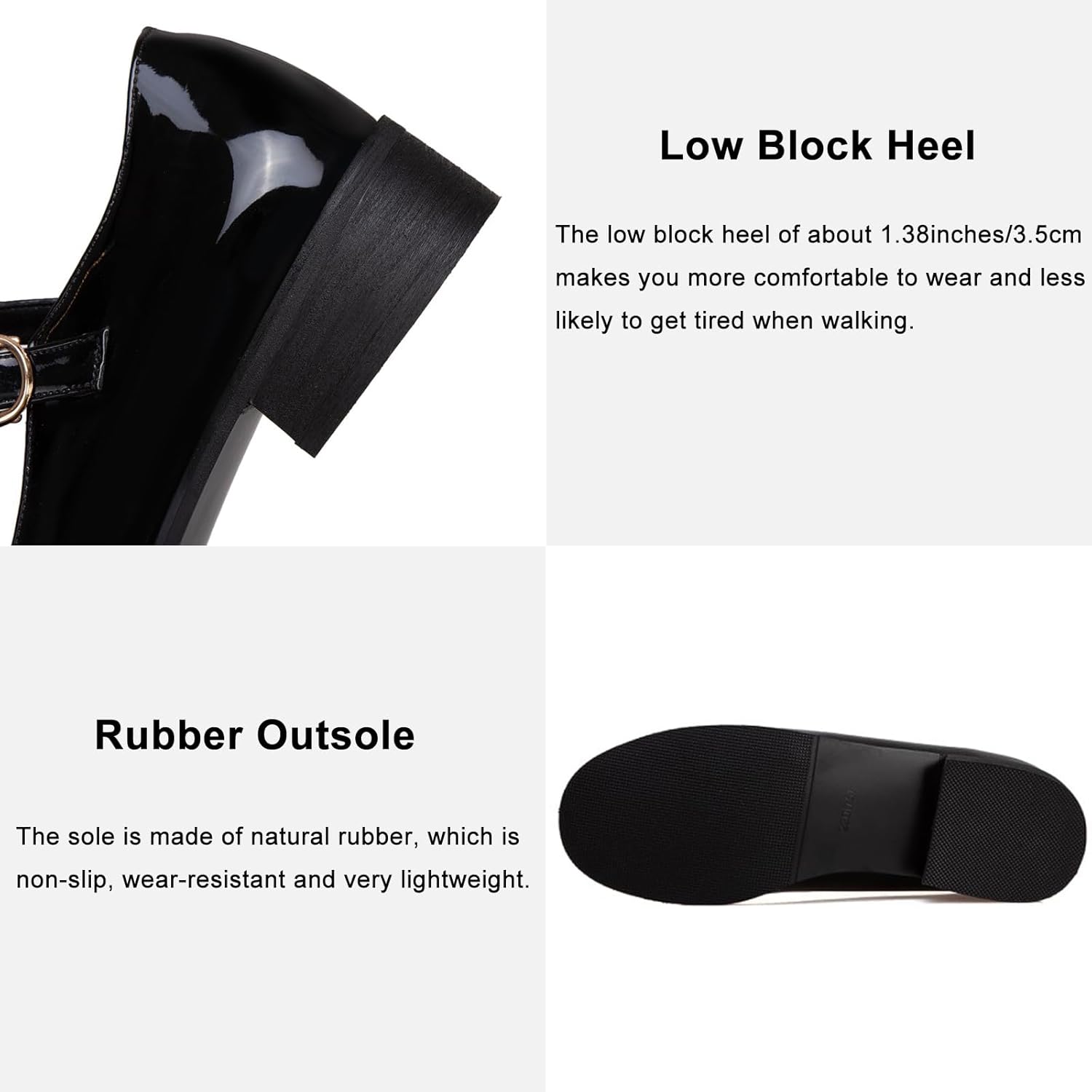 Women's Fashion Patent Leather Mary Jane Flats Classic Round Toe Comfort Non-Slip Casual Dress Shoes with Adjustable Ankle Strap for Work, School & Daily Wear Sizes 4.5-10