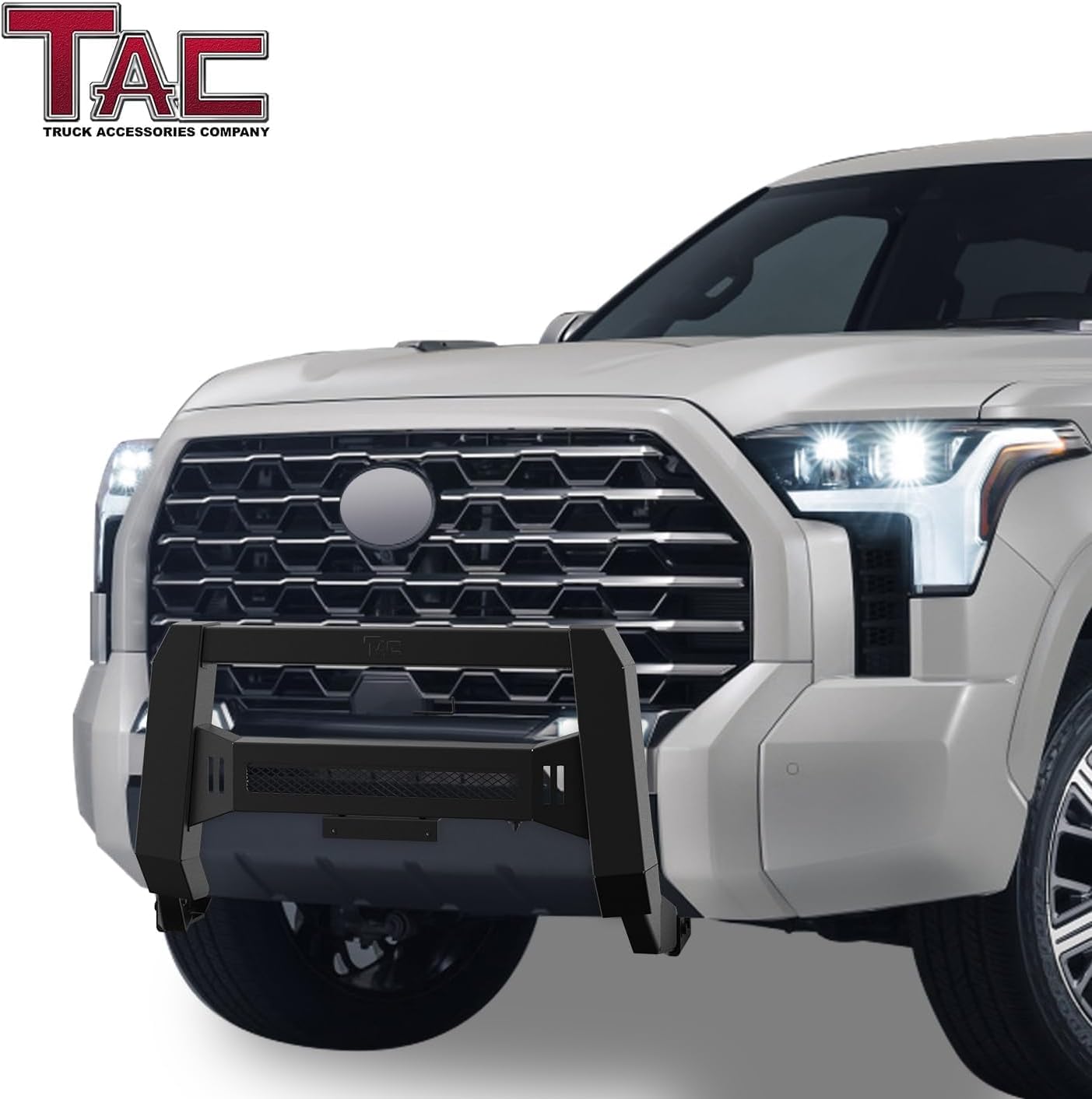 TAC Bull Bar Fit 2022-2026 Toyota Tundra I Pickup Truck Front Brush Bumper Grille Guard | Modular Style | Fine Textured Black Mesh Version