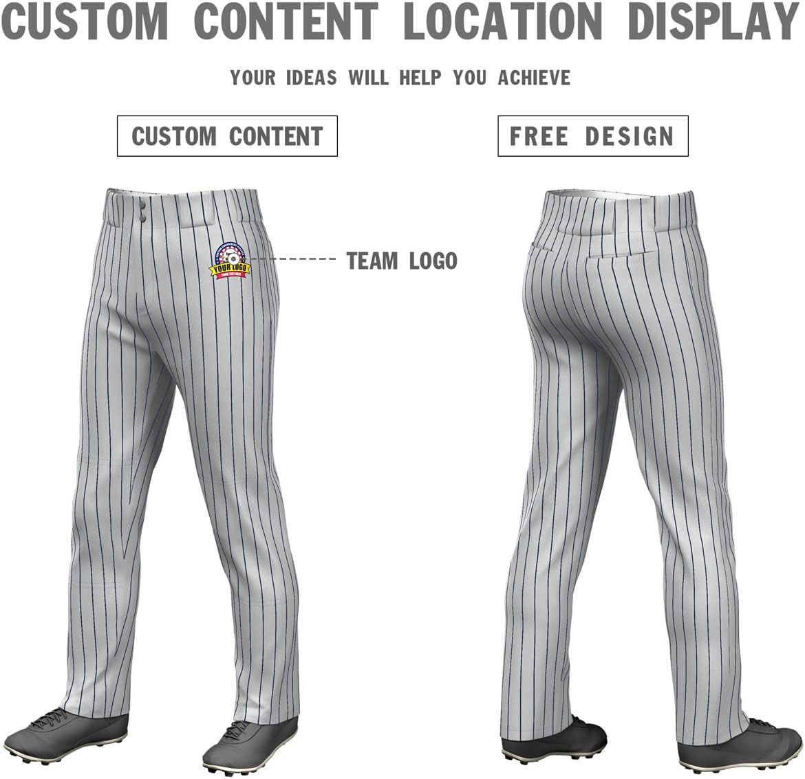 KXK Men’s Open Bottom Pinstripe Elastic Baseball Pant,Loose-Fit,Full Length,Custom Logo - Image 4