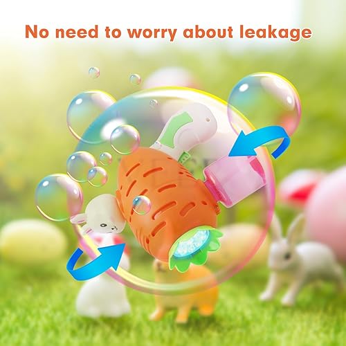 Miniatura 6 de LOKIPA Pistola de burbujas de conejo de Pascua, pistola de burbujas de Pascua de 8 agujeros, máquina de burbujas de conejo para exteriores,