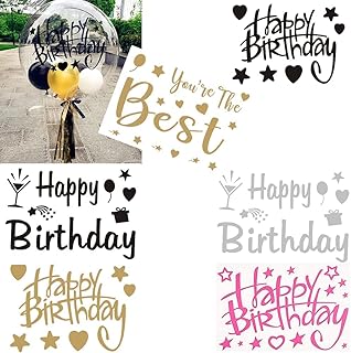 Happy Birthday Party Stickers, 6 Pcs Birthday Paster for Big Clear Transparent Balloon , Party Decor Balloon Decals Paster for Bobo Balloons EFAY