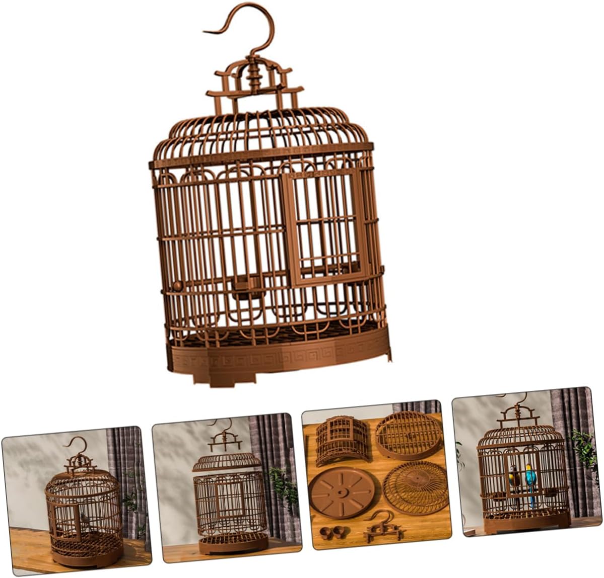Large Living Space Birdcage Plastic Bird House Easy to Maintain Carrier Cage for Parakeets Finches