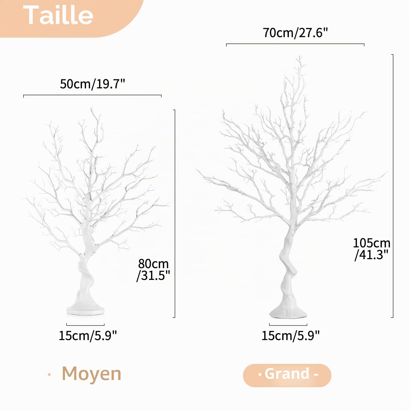 NUPTIO Arbre Artificiel Brindille Blanche: 105cm Haut, pour Noël, Paques | 1 Pièces, Blanc, Amovible, à l'aide d'une Paire de Gants, pour Halloween, Fête, Mariage, Centre Table