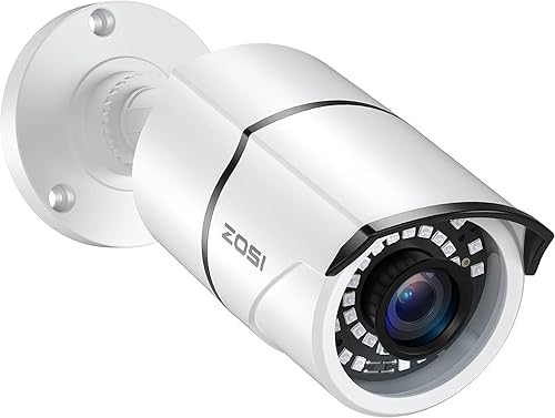 ZOSI Cámara de seguridad de 2.0MP 1080p 4 en 1 TVICVIAHDCVBS Cámara de vigilancia Bullet Cámara interior al aire libre, visión nocturna de 120 pies,
