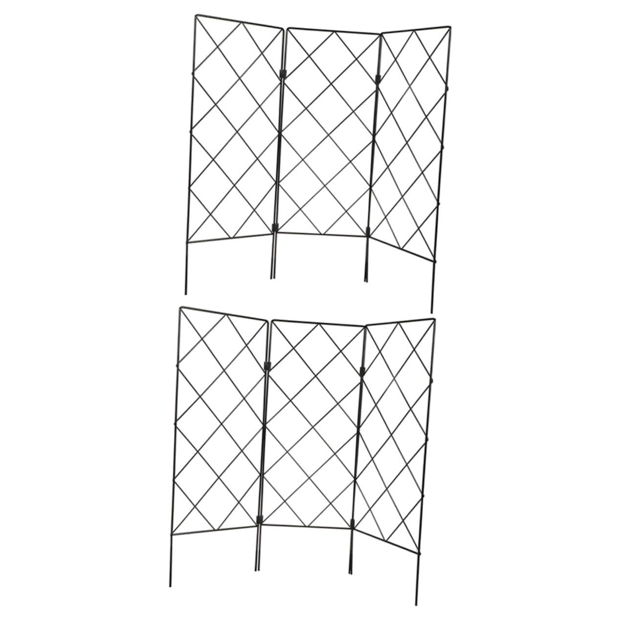Treillis de jardin noir en fer VICASKY lot de 2 supports pliables pour plantes grimpantes