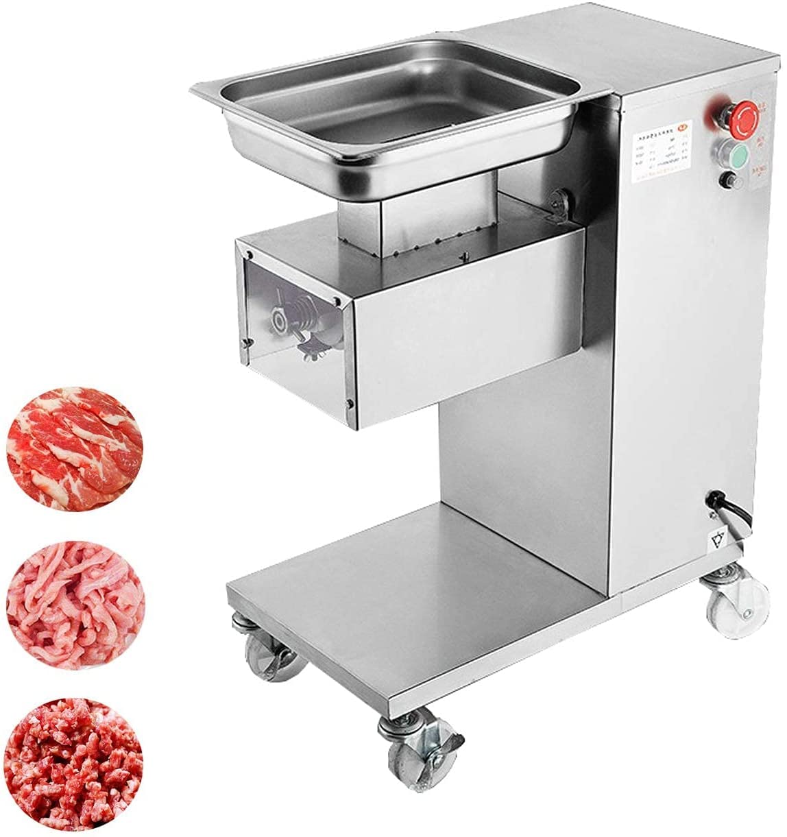 INTBUYING Commercial Meat Cutter QE - 550W 5mm Blade, 500Kg/Hour Electric Pork Steak Cutting Machine - 110V