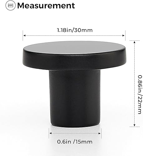 Miniatura 3 de Ravinte Paquete de 5 pomos de color negro mate para armarios de cocina, pomos redondos para cajones de cómodas, tiradores para cajones o puertas de