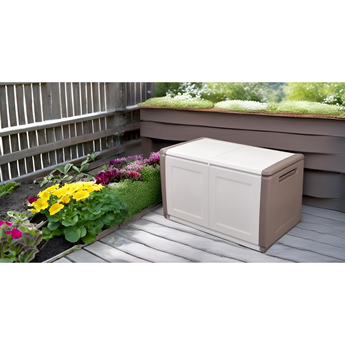INTEC Cassapanca di immagazzinaggio 230L 96x53x57 cm beige tortora