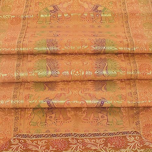 Image of Banarasi Brocade Silk Handmade Table Runner for Dining Table, Centre Table, Coffee Table 70 X 16 in Table Top Table Cloth Room Decor Runner (Mustard Yellow)