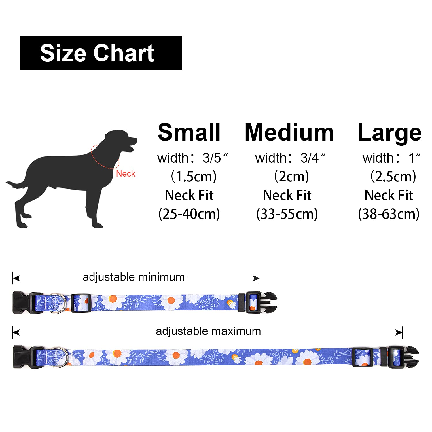 Adjustable Dog Collar with Patterns, Ultra Comfy Soft Nylon Breathable Pet Collar for Small Medium Large Dogs (L, Floral Orange) — view 78