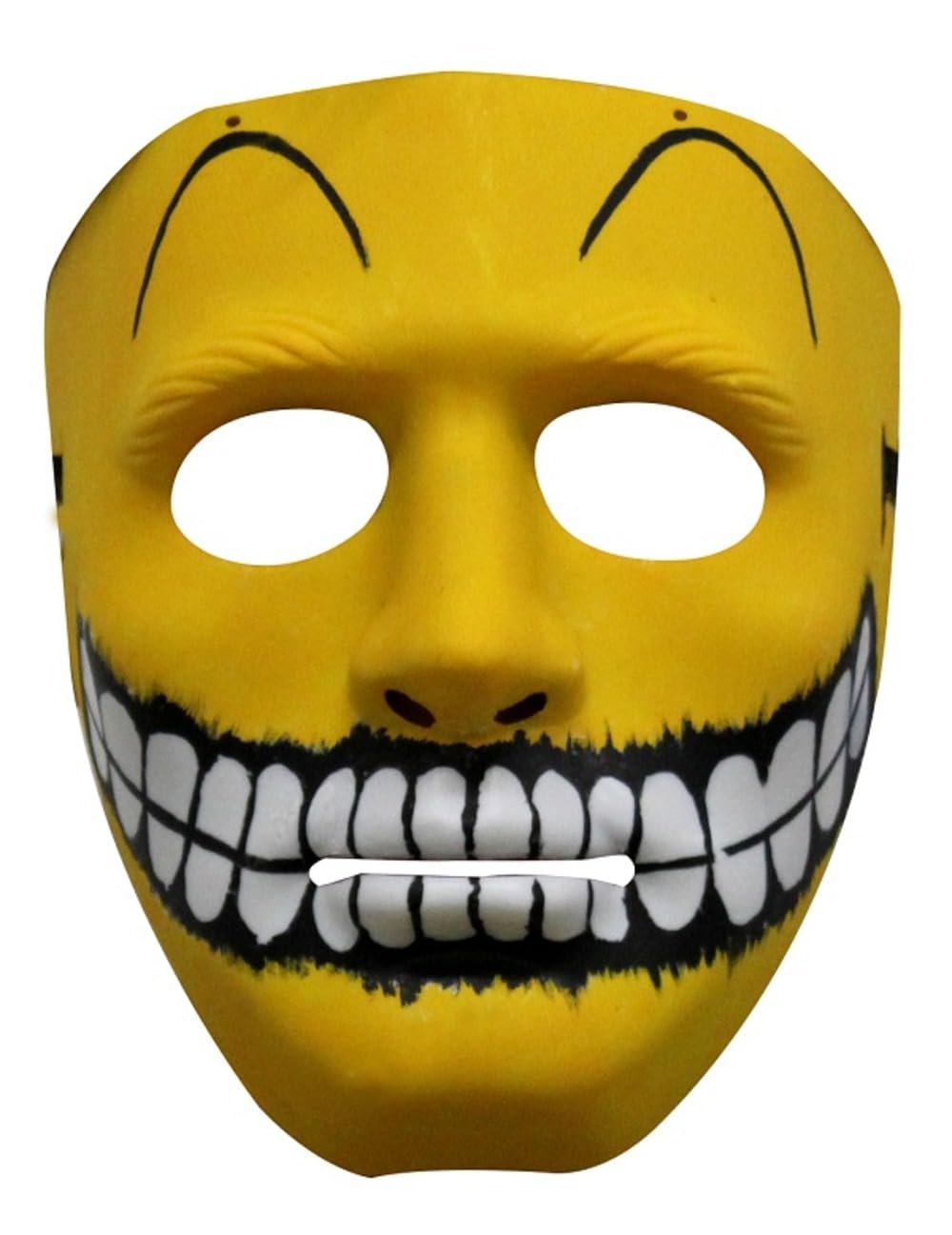 Jesters Party Modern Skull Masquerade Halloween Face Mask, One Size, Lightweight Rigid Plastic, Yellow, Made in Mexico, Elastic Fitting