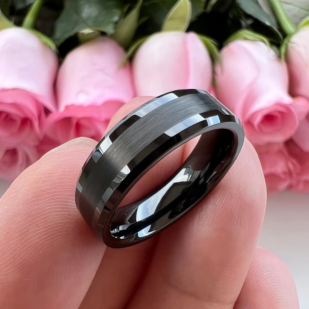 マット・ブラッシュ Matt Brash TUTISS 6mm Black Tungsten Rings for Men Women Engagement