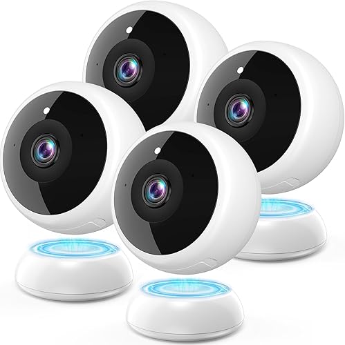 Cámara de seguridad magnética inalámbrica, paquete de 4 unidades de detección de movimiento AI, video HD 2K, funciona con pilas, facilidad de
