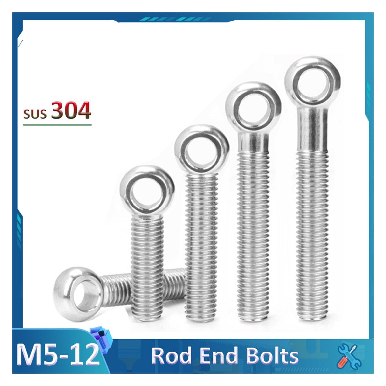 Bulloni A Occhiello M6 X 40 Mm In Acciaio Inox 304 - Set Da 5 Pezzi, Per Sollevamenti E Fissaggi