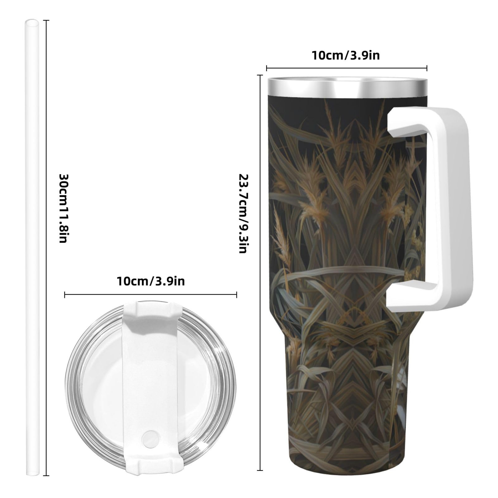 Grass and Dove Wasserflasche aus Edelstahl, doppelwandig, isoliert, mit Griff und Strohhalm-Deckel, 1,2 l