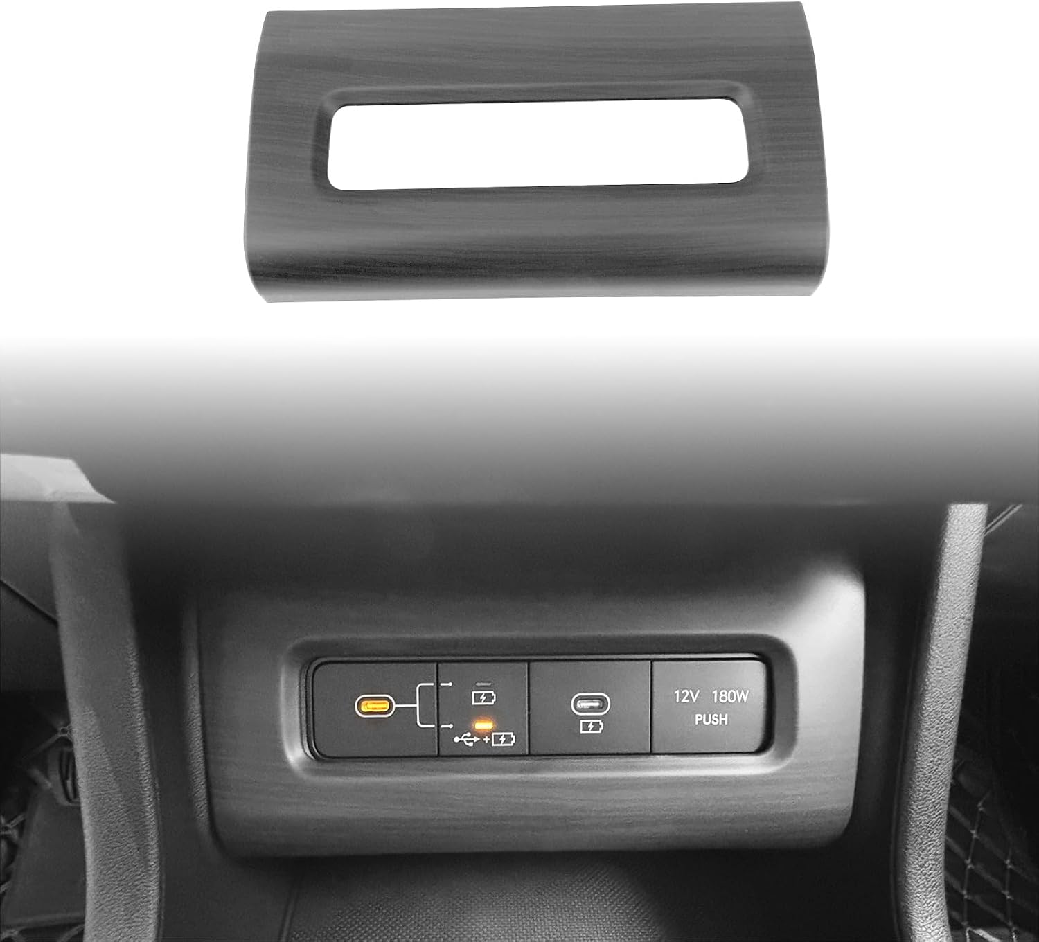 YOUTOOCAR Charging Port USB Hole Protective Cover Compatible with Hyundai Tucson 2025-2026 Accessories (Wood Grain)