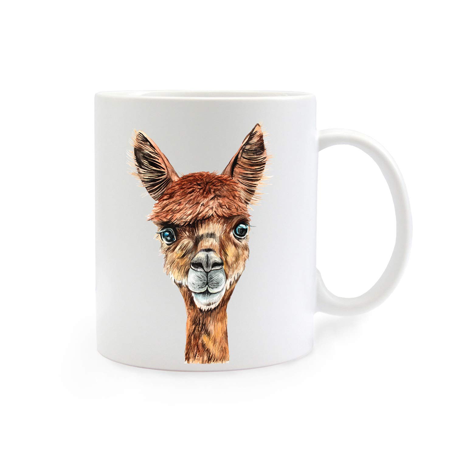 Weiße Keramik-Kaffeetasse Mit Alpaka-Motiv – Spülmaschinenfest, Mikrowellengeeignet | 82 Mm Durchmesser, 95 Mm Hoch