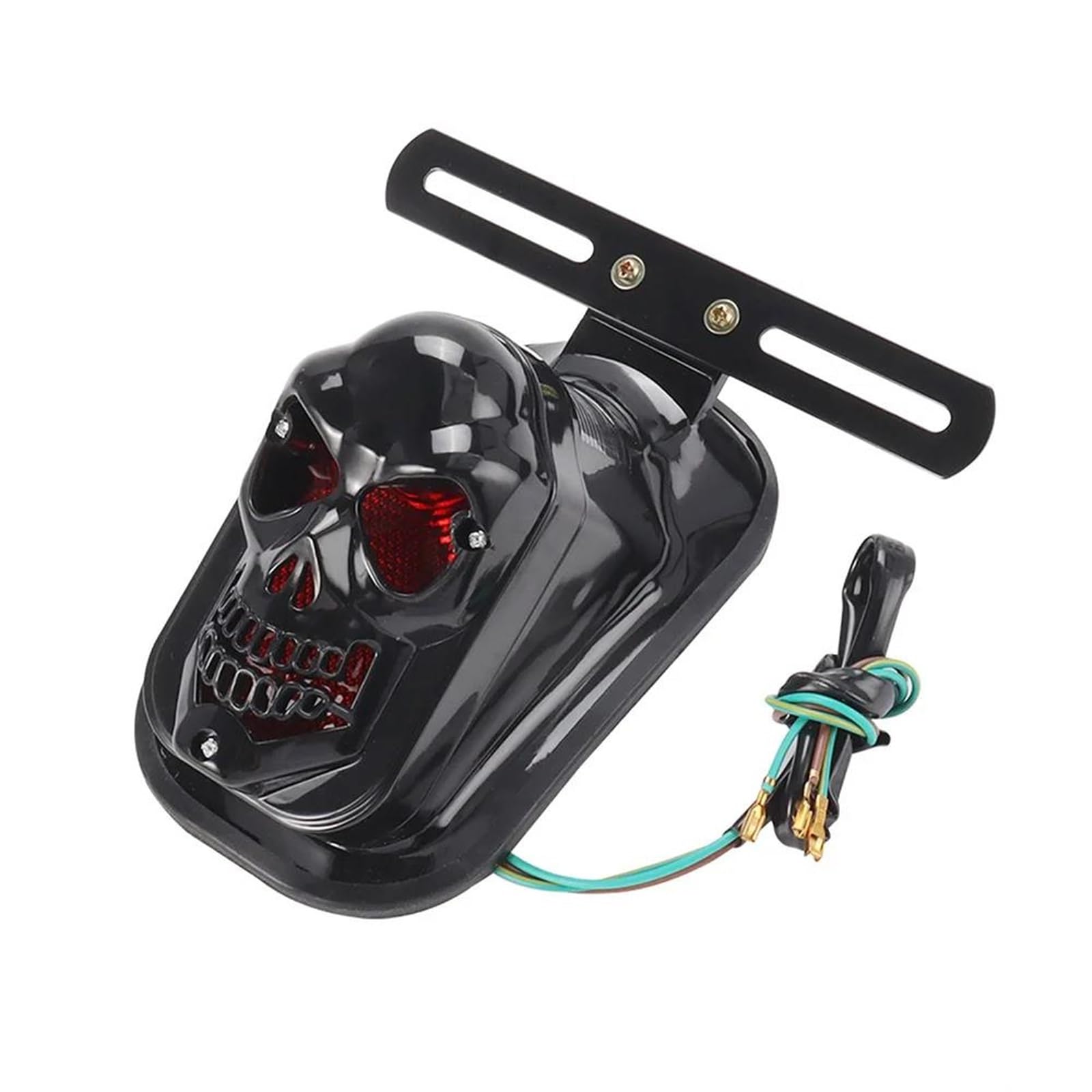 Moto Luce Luce Posteriore Per Motocicletta Con Teschio, Luce Freno, Targa, Per Suzuki Chopper, Per Cafe Racer, Fanale Posteriore Per Moto(Black)
