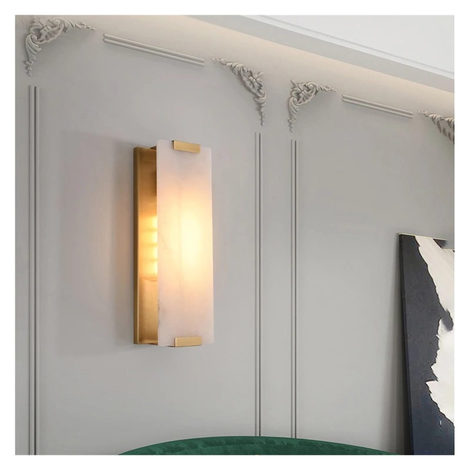 SMCCYYSD Luxury Natural Marble Wall Lamp G9 - Elegant Bedside & Corridor Lighting Fixture for Kitchen, Bedroom, Hallway Stairs Stylish Indoor Home Decor (d 46cm)
