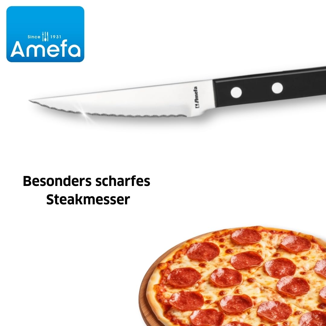 Amefa Coltello da bistecca al dettaglio nero, set 6