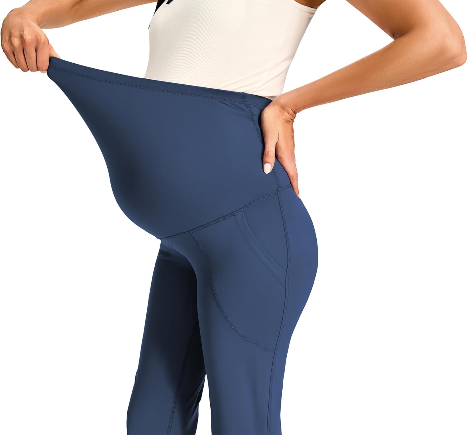 JOYSPELS Smooth Feeling Maternity Bootcut Pants with Pockets Over The Belly Flare Maternity Leggings Pregnancy Yoga Pants - Image 4