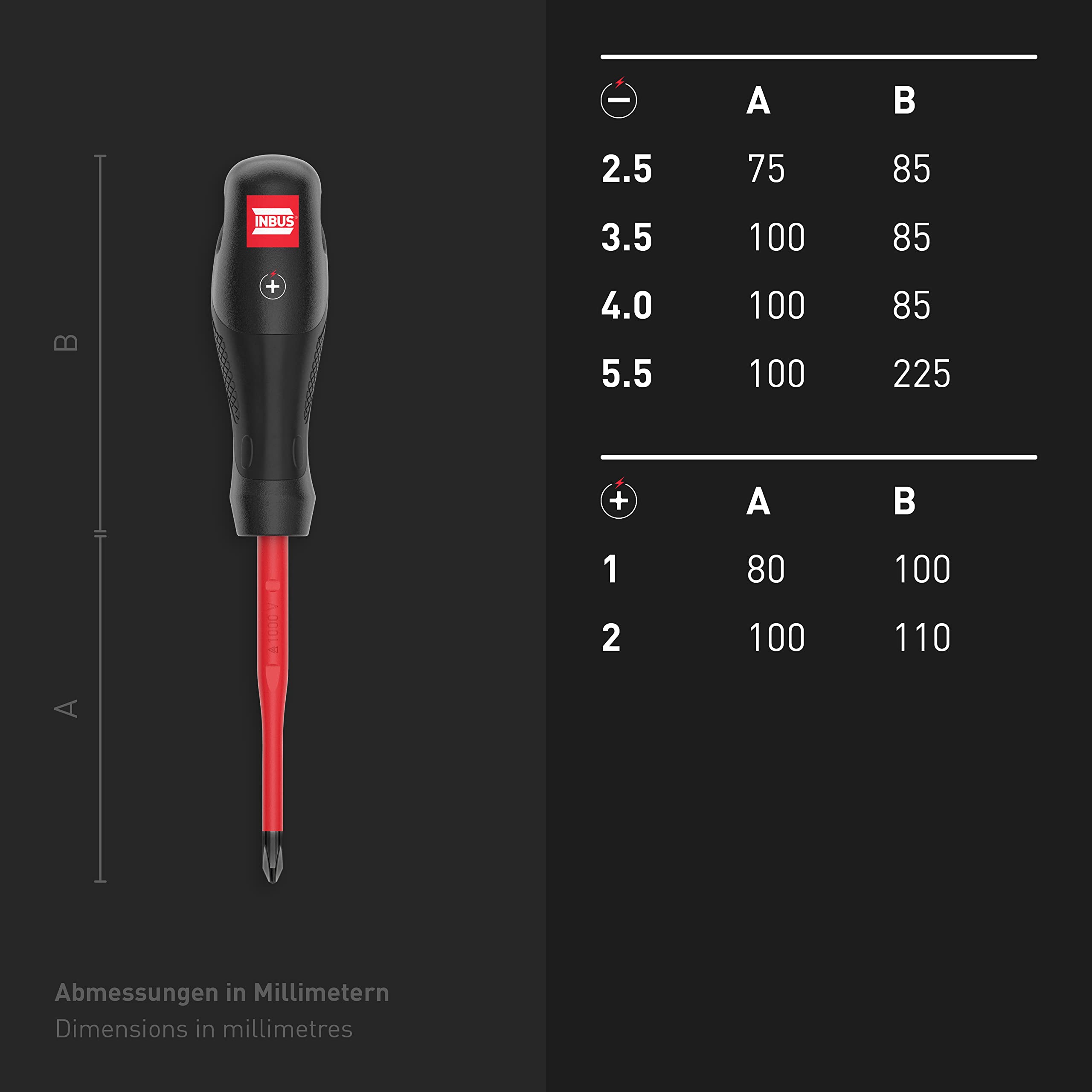 INBUS® 73868 VDE Set Cacciavite 6pz, SL2.5–5.5 & PH1–2, con HybridTouch & VDEslim